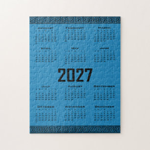 2027 Agenda, Griekse Fret, Zwart op Kosmos Blauw Legpuzzel