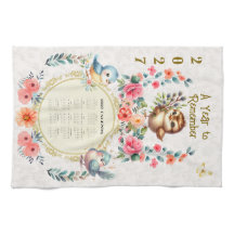 2027 Agenda Handdoek Cute Folk Bloemrijke Vogels 