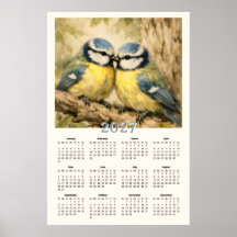 2027 Agenda - Illustratie met leuke blauwe vogels