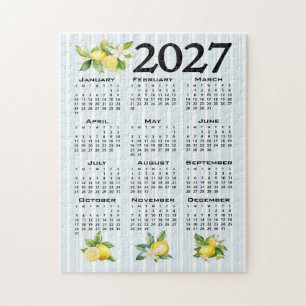 2027 Agenda Italiaanse stijl citroenen blauwe stre Legpuzzel