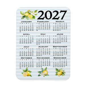 2027 Agenda Italiaanse stijl citroenen blauwe stre Magneet