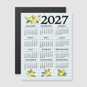 2027 Agenda Italiaanse stijl citroenen blauwe stre Magnetische Uitnodiging