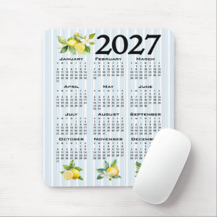 2027 Agenda Italiaanse stijl citroenen blauwe stre Muismat