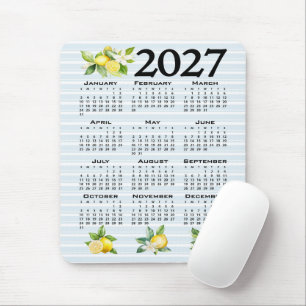 2027 Agenda Italiaanse stijl citroenen blauwe stre Muismat