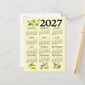 2027 Agenda Italiaanse stijl citroenen geel Briefkaart