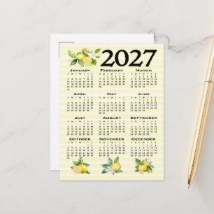 2027 Agenda Italiaanse Stijl Citroenen Gele Strepe Briefkaart