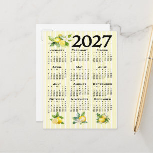 2027 Agenda Italiaanse Stijl Citroenen Gele Strepe Briefkaart