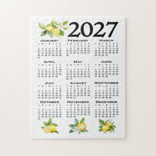 2027 Agenda Italiaanse stijl citroenen wit Legpuzzel