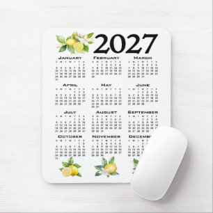 2027 Agenda Italiaanse stijl citroenen wit Muismat