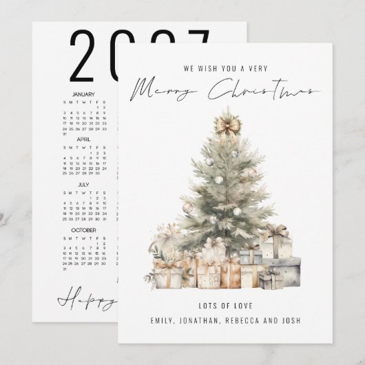 2027 Agenda Kerstboom Feestdagenkaart (Voorkant / Achterkant)