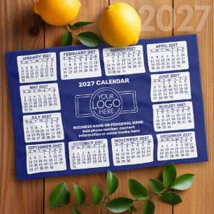 2027 Agenda - logo, zakelijk contact - blauw Theedoek