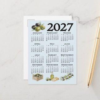 2027 Agenda, Mediterrane Olijven, Blauw Briefkaart