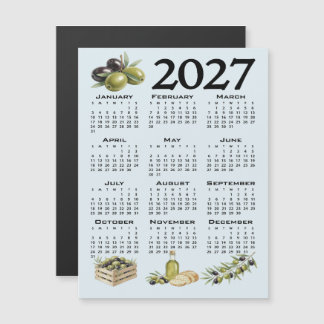 2027 Agenda, Mediterrane Olijven, Blauw Magnetische Uitnodiging