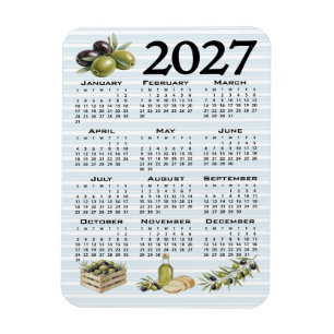 2027 Agenda, Mediterrane Olijven, Blauwe Strepen Magneet
