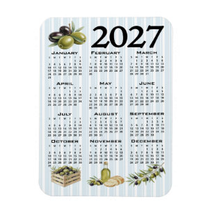 2027 Agenda, Mediterrane Olijven, Blauwe Strepen Magneet