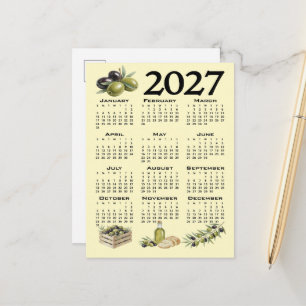 2027 Agenda, Mediterrane Olijven, Geel Briefkaart