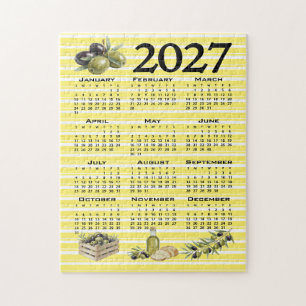 2027 Agenda, Mediterrane Olijven Gele Strepen Legpuzzel