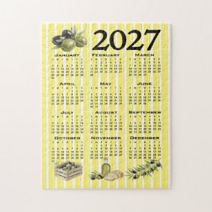 2027 Agenda, Mediterrane Olijven Gele Strepen Legpuzzel