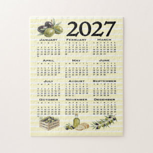 2027 Agenda, Mediterrane Olijven Gele Strepen Legpuzzel
