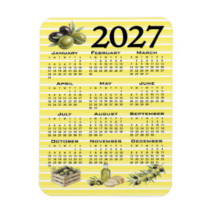 2027 Agenda, Mediterrane Olijven Gele Strepen Magneet