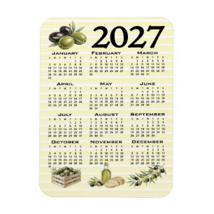 2027 Agenda, Mediterrane Olijven Gele Strepen Magneet