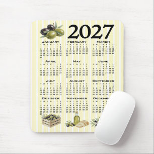 2027 Agenda, Mediterrane Olijven Gele Strepen Muismat