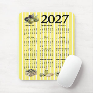 2027 Agenda, Mediterrane Olijven Gele Strepen Muismat