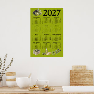 2027 Agenda, Mediterrane Olijven, Groen Poster