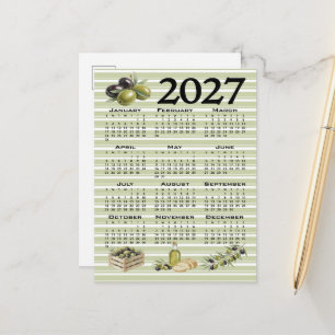 2027 Agenda, Mediterrane Olijven, Groene Strepen Briefkaart