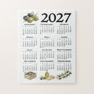 2027 Agenda, Mediterrane Olijven, Wit Legpuzzel
