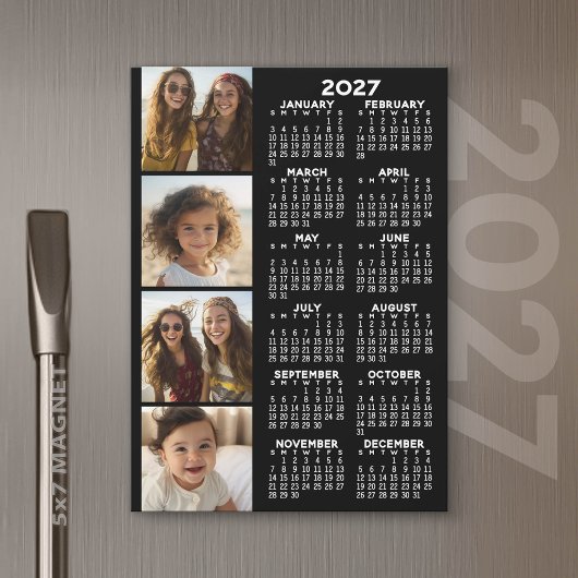 2027 Agenda met 4 foto collage magnetische kaart