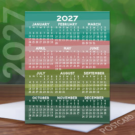 2027 Agenda - modern abstract streeppatroon Briefkaart