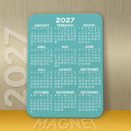 2027 Agenda - Modern, Minimaal Aqua en Wit Magneet