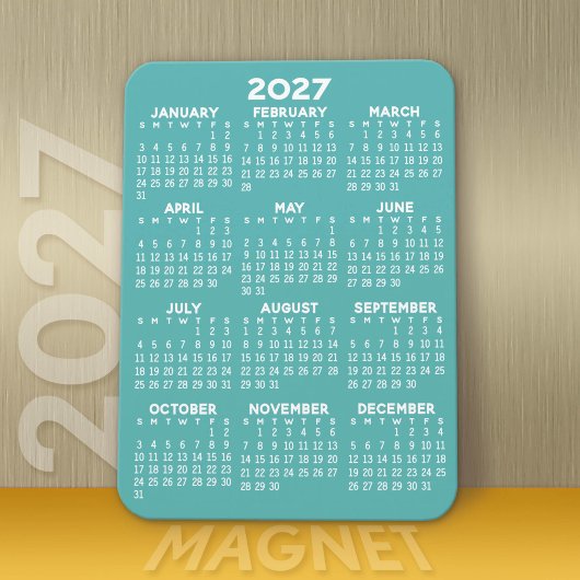 2027 Agenda - Modern, Minimaal Aqua en Wit Magneet