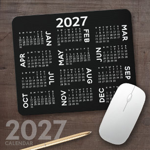 2027 Agenda - modern zwart en wit eenvoudig Muismat