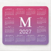 2027 Agenda Monogram Roze naar Paarse Gradiënt Muismat (Voorkant)