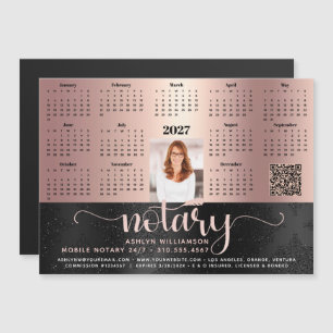 2027 Agenda Notaris Zwart Roze QR Code Magneet
