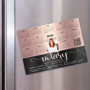 2027 Agenda Notaris Zwart Roze QR Code Magneet