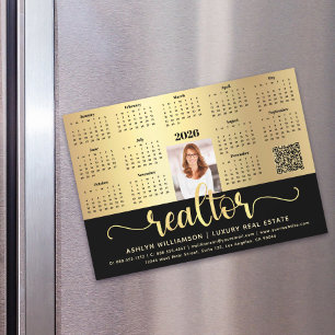 2027 Agenda Realtor Zwart Goud QR Code Magneet