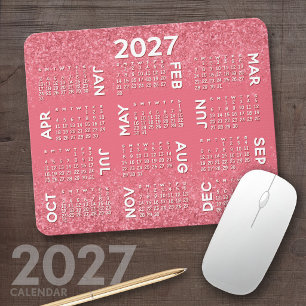 2027 Agenda - roze glinsterende afdruk Muismat