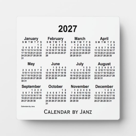 2027 Agenda van de witte schijf van Janz Fotoplaat (Voorkant)