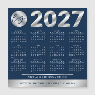 2027 Agenda Zakelijk Bedrijfslogo Navy & Zilver