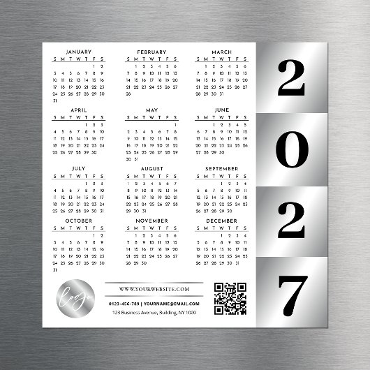 2027 Agenda Zakelijk Logo QR Code Chrome Zilver