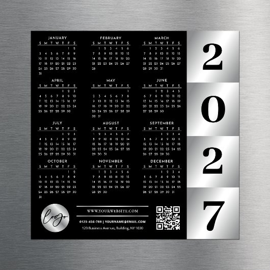 2027 Agenda Zakelijk Logo QR Code Zwart & Zilver