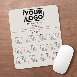 2027 Agenda Zakelijk Logo Tekst Beige Muismat