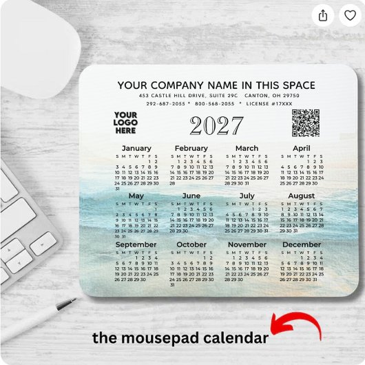 2027 Agenda Zakelijke naam Logo QR-code Muismat