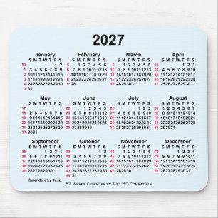 2027 Alice Blue 52 Weken ISO Kalender van Janz Muismat