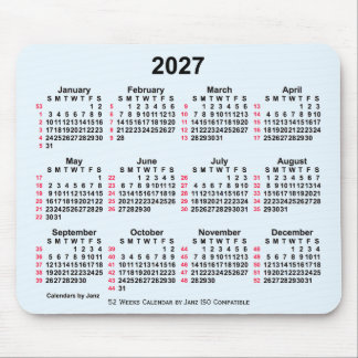2027 Alice Blue 52 Weken ISO Kalender van Janz Muismat