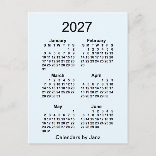 2027 Alice Blue 6 Month Mini Calendar van Janz Briefkaart (Voorkant)