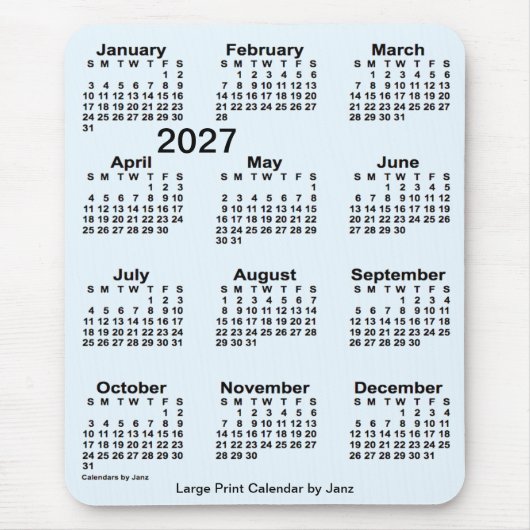 2027 Alice Blue Large Print Calendar van Janz Muismat (Voorkant)